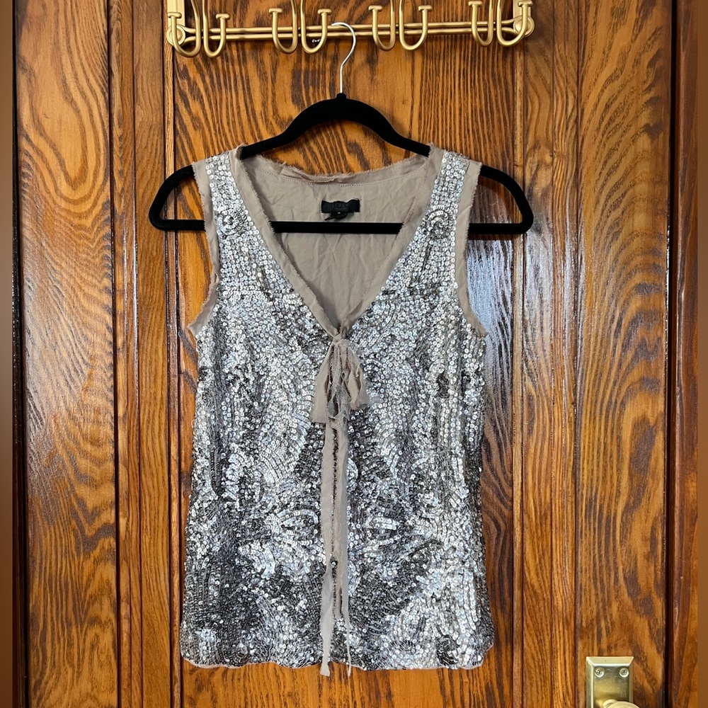 J. Crew Collection Sequin Vest with tie
